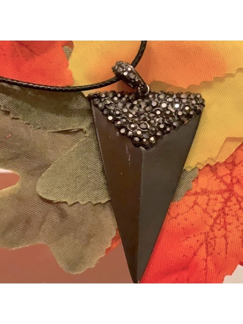 Hematite Arrowhead Necklace Black Leather Chain Unisex